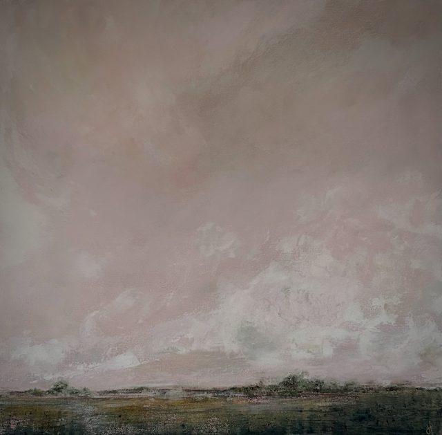 Held Light 40x40cm. Layers worked back and softened, allowing quiet colour to settle into the surface. The foreground holds locally gathered earth pigments, embedded through slow layering. #oilandcoldwax #homedecor #northernirishartist #naturalearthpigments