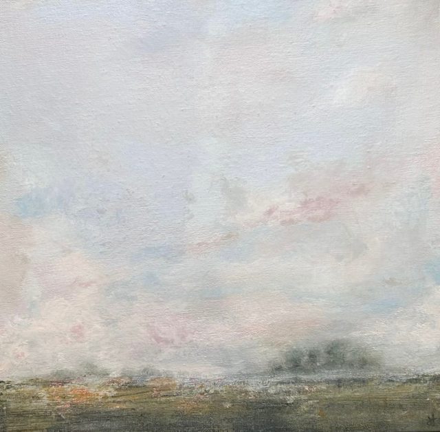A Pale Horizon 30cmx30cm  on a canvas wooden panel. 
Layers of oil and cold wax, this piece explores the meeting of land and sky. Soft veils of colour and earth pigment worked back into the surface to create a landscape of soft colours, light, and the edge where things almost disappear.  
#PaleHorizon
#NorthernIrelandArtist
#ContemporaryLandscape
#SoftAbstraction
#AtmosphericArt